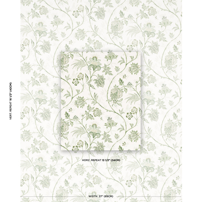 Schumacher Chinoiserie Vine Leaf Green Wallpaper 5014351