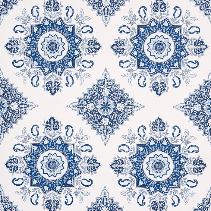 Schumacher Montecito Medallion Indigo Wallpaper 5014360