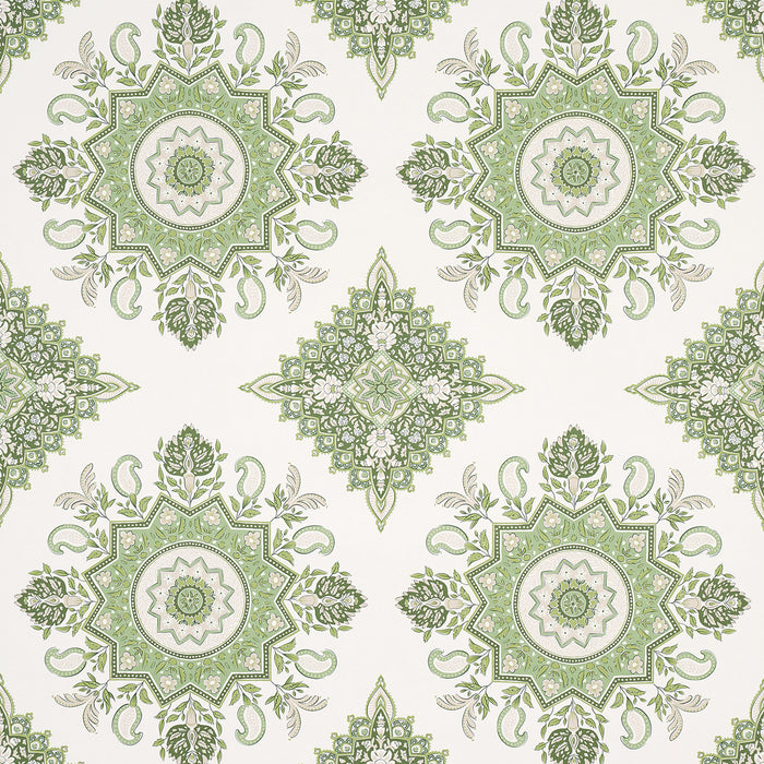 Schumacher Montecito Medallion Leaf Green Wallpaper 5014361