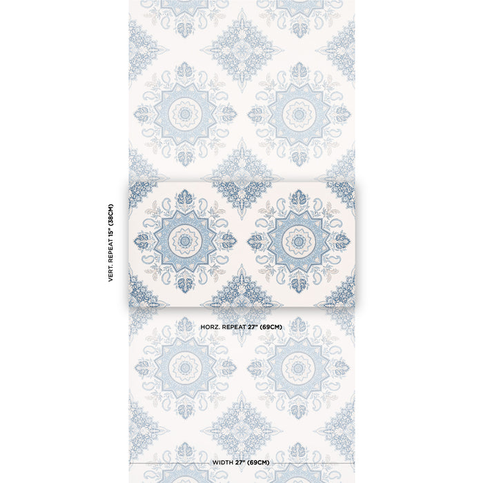 Schumacher Montecito Medallion China Blue Wallpaper 5014362