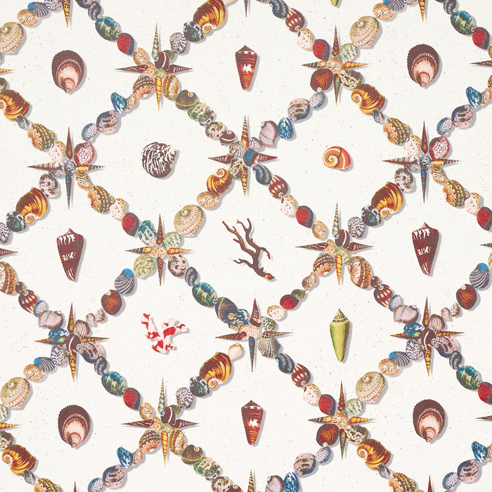 Schumacher Grotto Treillage Multi On Ivory Wallpaper 5014492