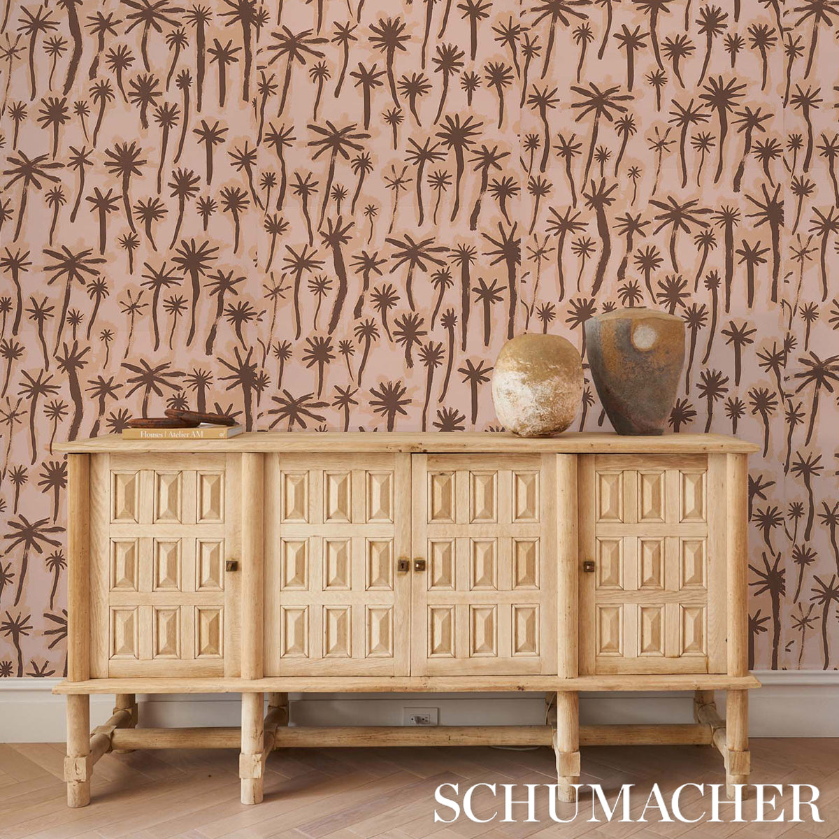 Schumacher Palmitas Coral Wallpaper 5014600