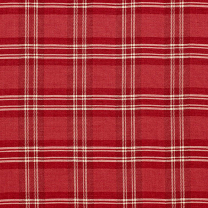 Schumacher Check Rustique Cranberry Fabric Sample 50202