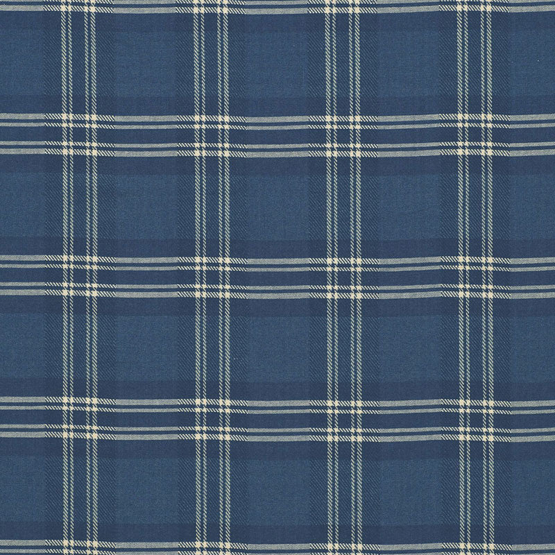 Schumacher Check Rustique Atlantic Blue Fabric 50204