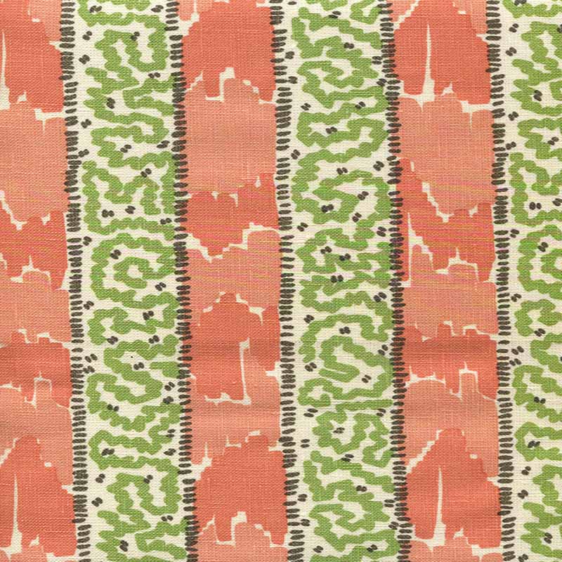 China Seas Bijou Stripe Melon Green Brown Fabric 5060-07