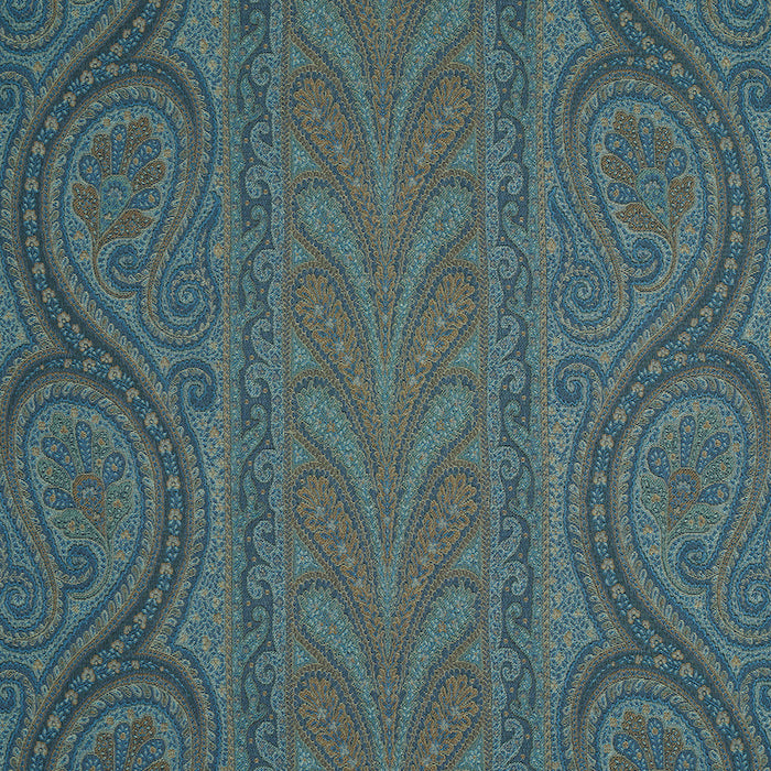 Schumacher Chatelaine Paisley Blue Fabric Sample 50774