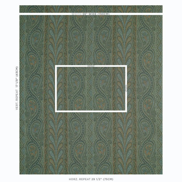 Schumacher Chatelaine Paisley Jade Fabric Sample 50776