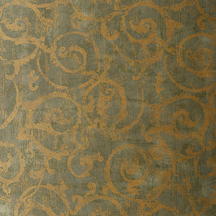 Schumacher Bernini Scroll Mist Wallpaper 528172