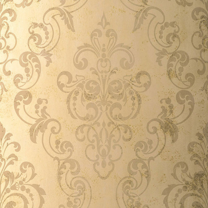 Schumacher Giovan Damask Taupe Wallpaper 529123