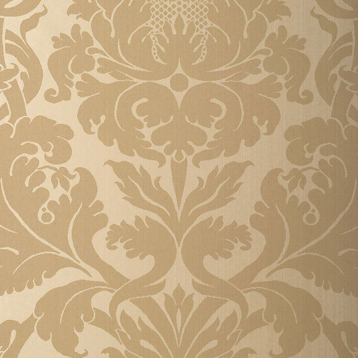 Schumacher Fiorella Damask Oatmeal Wallpaper 529193