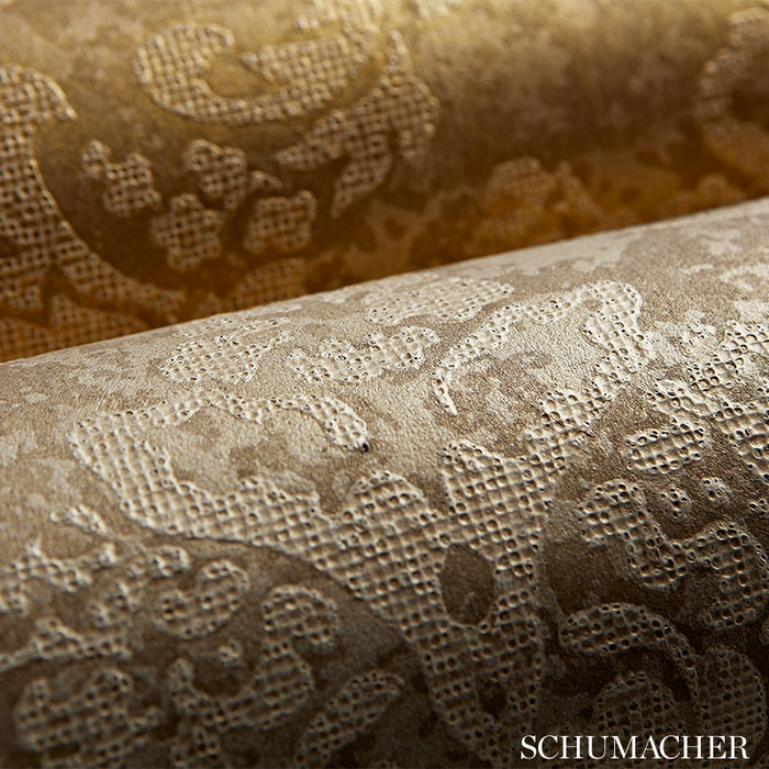 Schumacher Damasco Metallico Gold Leaf Wallpaper 529911