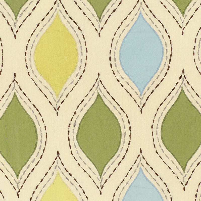 Schumacher Let'S Dance Chartreuse & Sky Fabric 54780