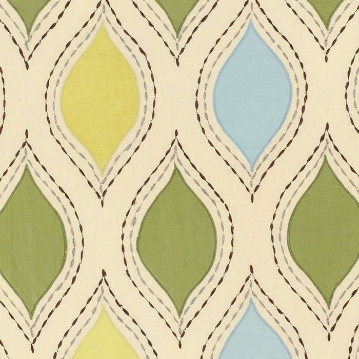 Schumacher Let'S Dance Chartreuse & Sky Fabric 54780