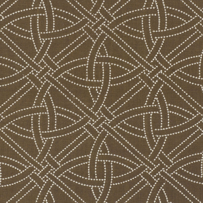 Schumacher Durance Embroidery Truffle Fabric 55691