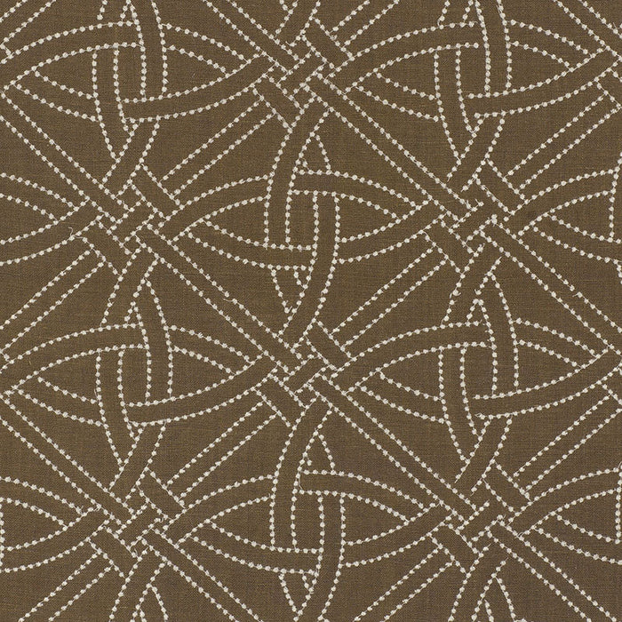 Schumacher Durance Embroidery Truffle Fabric Sample 55691