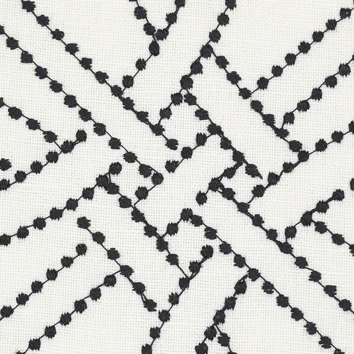 Schumacher Durance Embroidery Black & White Fabric Sample 55695