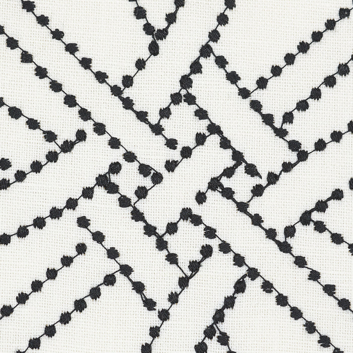 Schumacher Durance Embroidery Black & White Fabric 55695