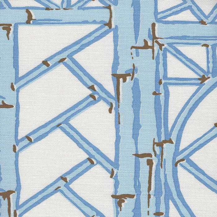 China Seas Lyford Trellis Light Blue French Brown Fabric 6020-10