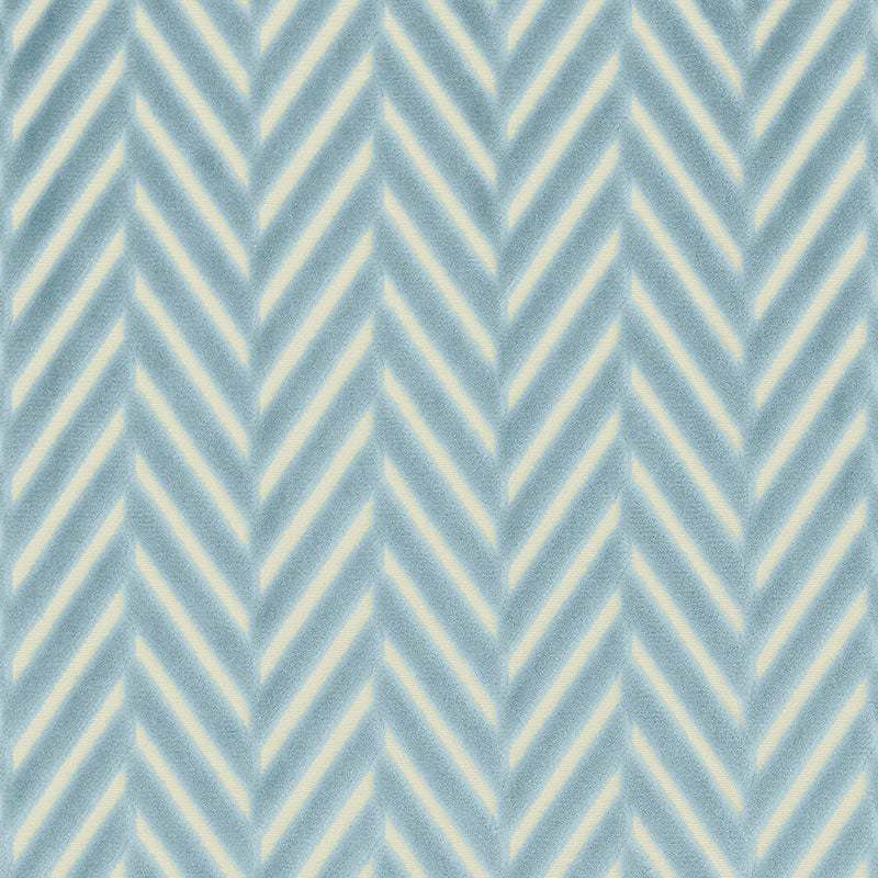 Schumacher Regent Velvet Herringbone Aqua Fabric 62171