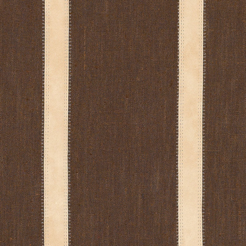 Schumacher Leather Stripe Cocoa Fabric 62512