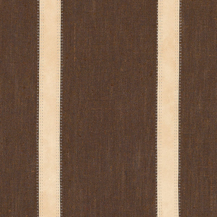 Schumacher Leather Stripe Cocoa Fabric Sample 62512