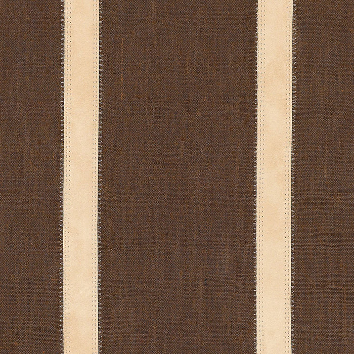 Schumacher Leather Stripe Cocoa Fabric 62512