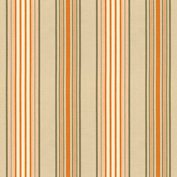 Schumacher Saratoga Cotton Stripe Beige / Mocha / Pumpkin Fabric Sample 62961