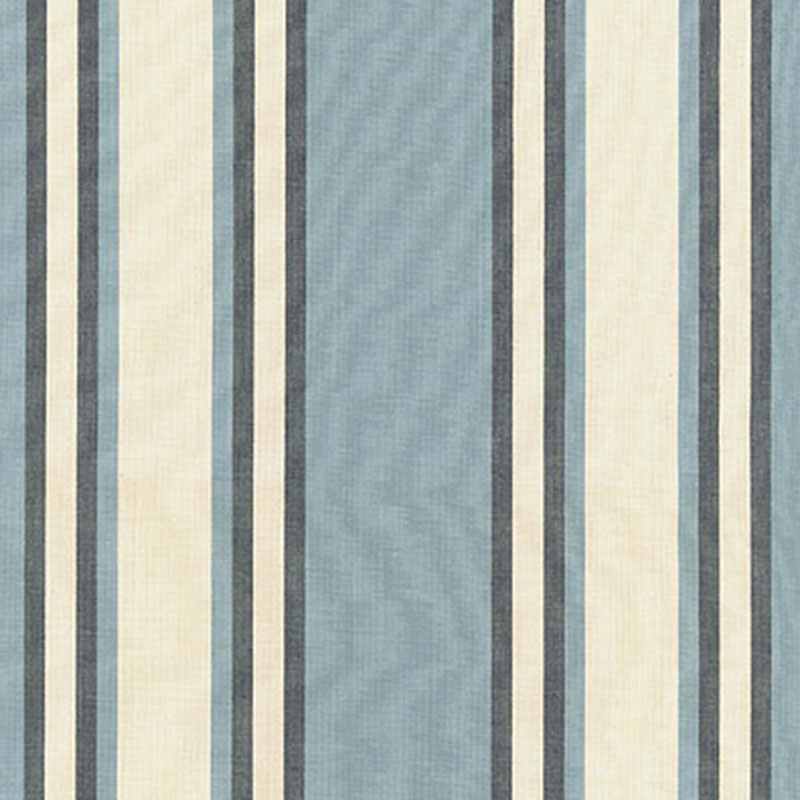 Schumacher Seneca Cotton Stripe Chambray/ Indigo Fabric 62980