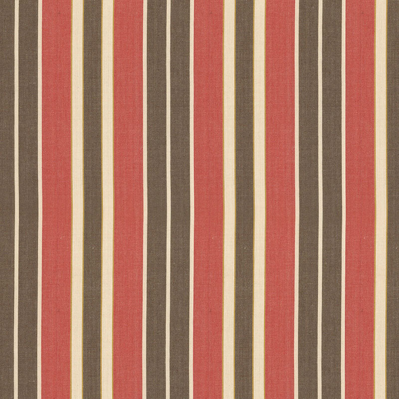 Schumacher Beacon Cotton Stripe Red/Java/Beige Fabric 62994