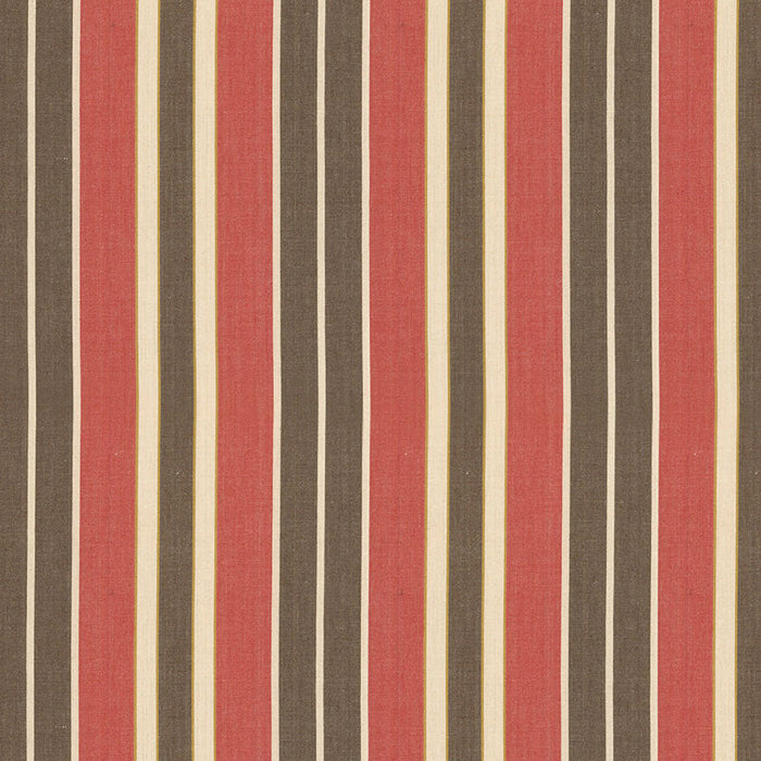 Schumacher Beacon Cotton Stripe Red/Java/Beige Fabric Sample 62994