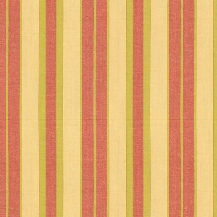 Schumacher Beacon Cotton Stripe Maize/Pear/Coral Fabric 62996