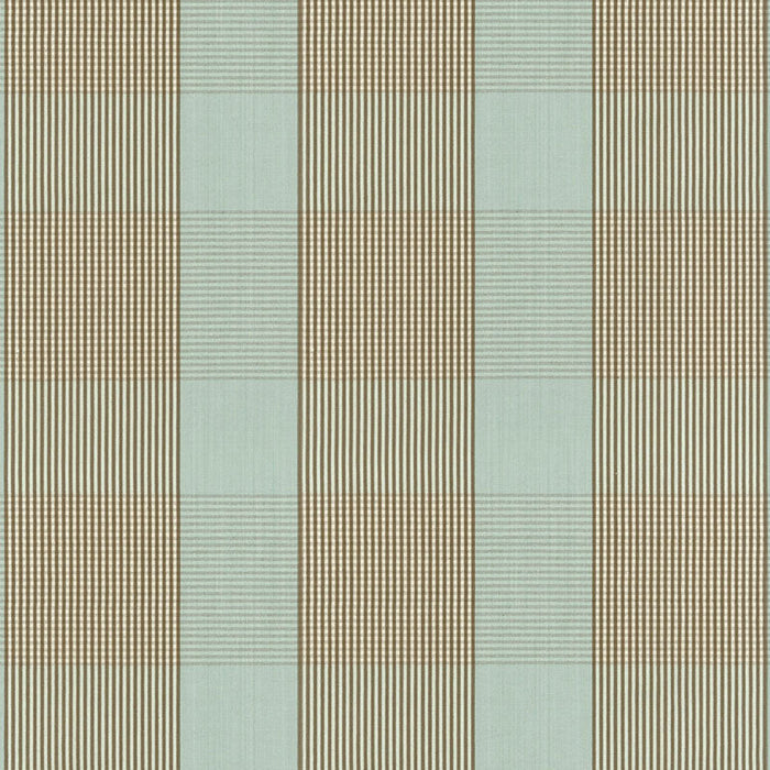 Schumacher Avon Gingham Plaid Mocha/Aqua Fabric Sample 63023