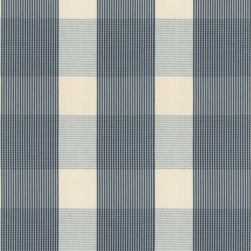 Schumacher Avon Gingham Plaid Indigo/Sky Fabric 63024