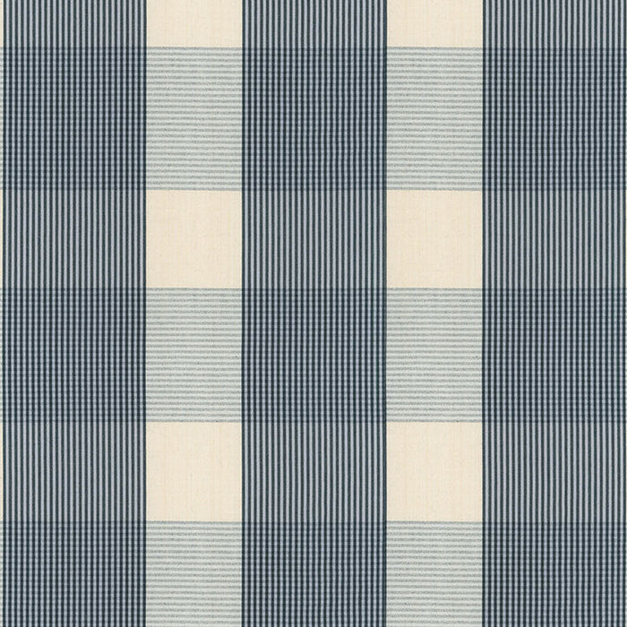 Schumacher Avon Gingham Plaid Indigo/Sky Fabric Sample 63024