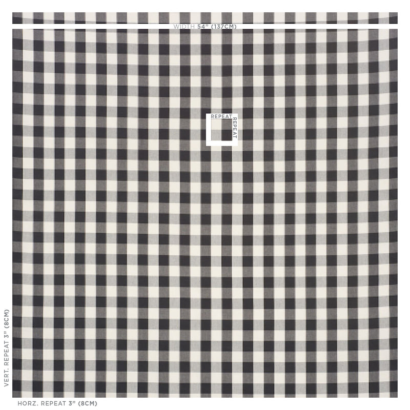 Schumacher Camden Cotton Check Black Fabric 63044