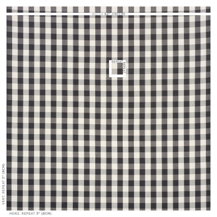 Schumacher Camden Cotton Check Black Fabric 63044