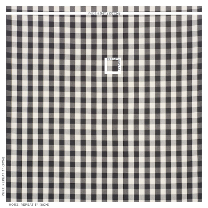 Schumacher Camden Cotton Check Black Fabric Sample 63044