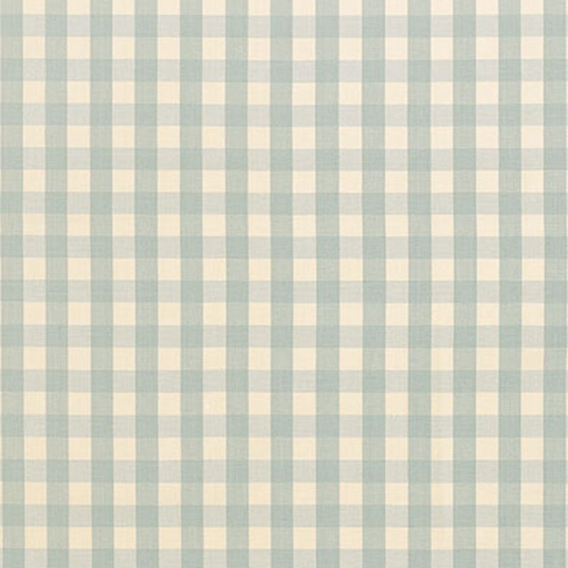 Schumacher Elton Cotton Check Aqua Fabric 63057