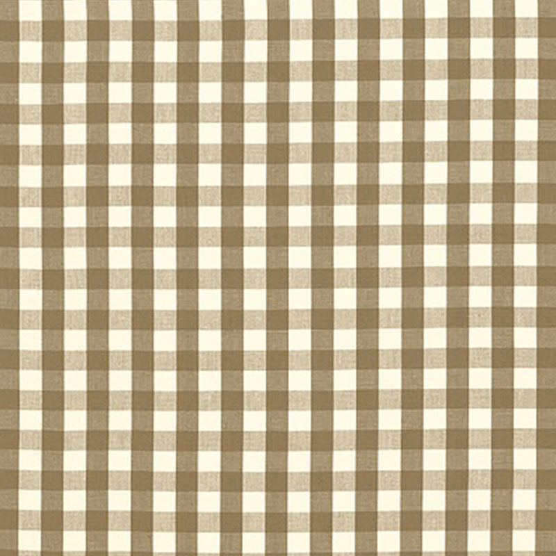 Schumacher Elton Cotton Check Mocha Fabric 63060