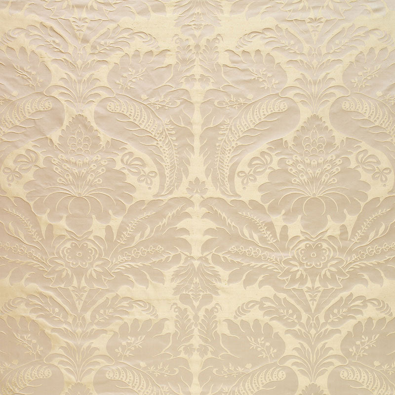 Schumacher Bennet Silk Damask Platinum Fabric 63734