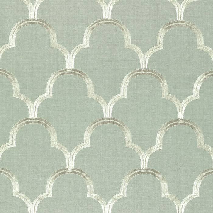 Schumacher Scallop Embroidery Mineral Fabric 64320