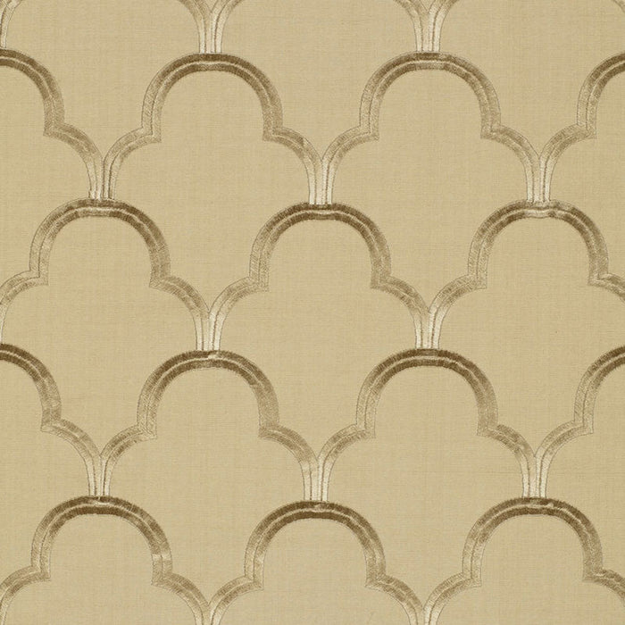 Schumacher Scallop Embroidery Sesame Fabric Sample 64321