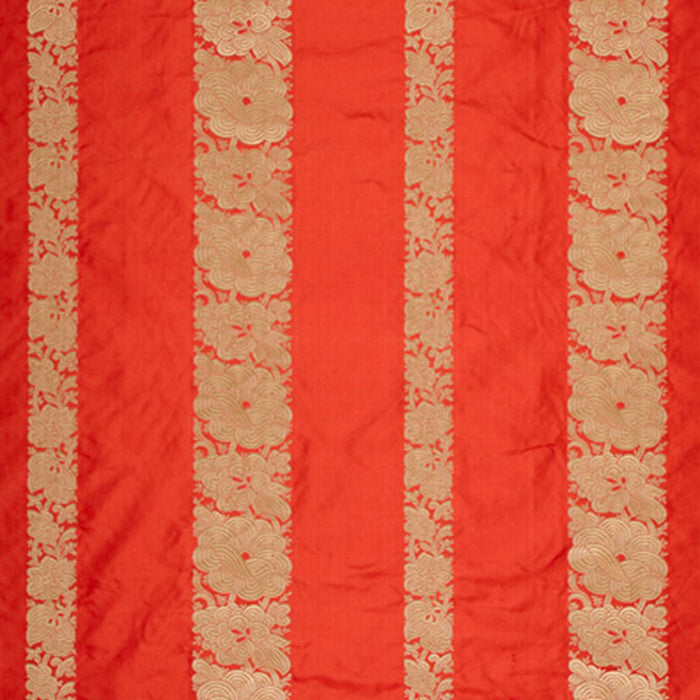 Schumacher Mandarin Silk Stripe Coral Fabric Sample 64431