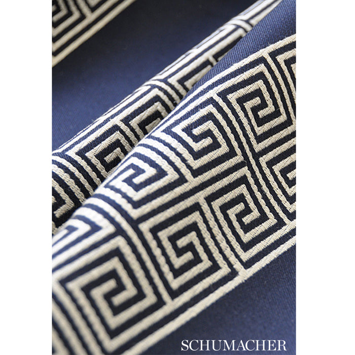 Schumacher Maiandros Weave Indigo Fabric 64603