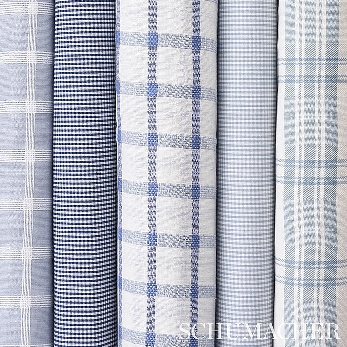 Schumacher Barnet Cotton Check Navy Fabric Sample 64628