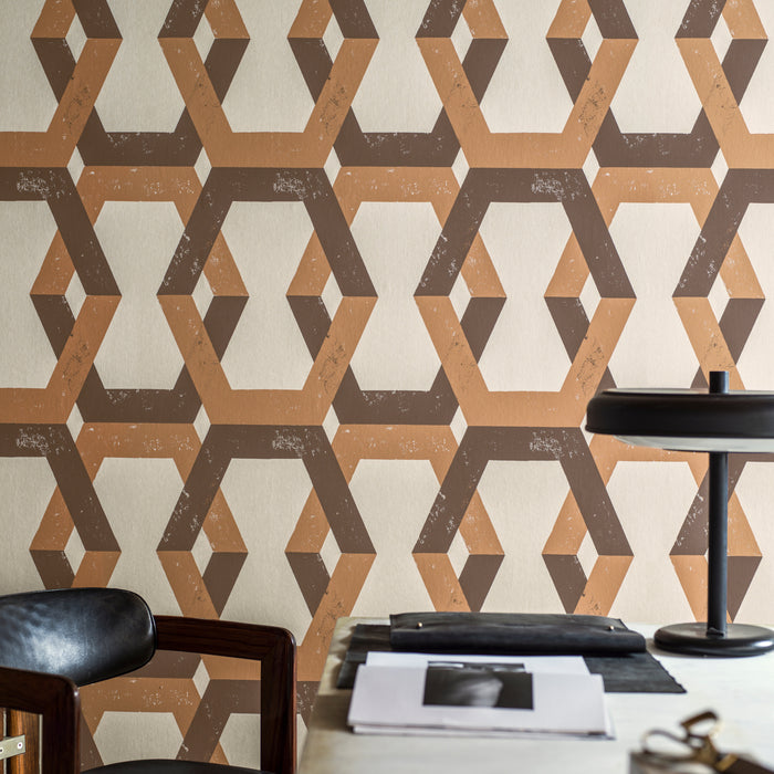 Schumacher Tribe Brown Wallpaper 6474