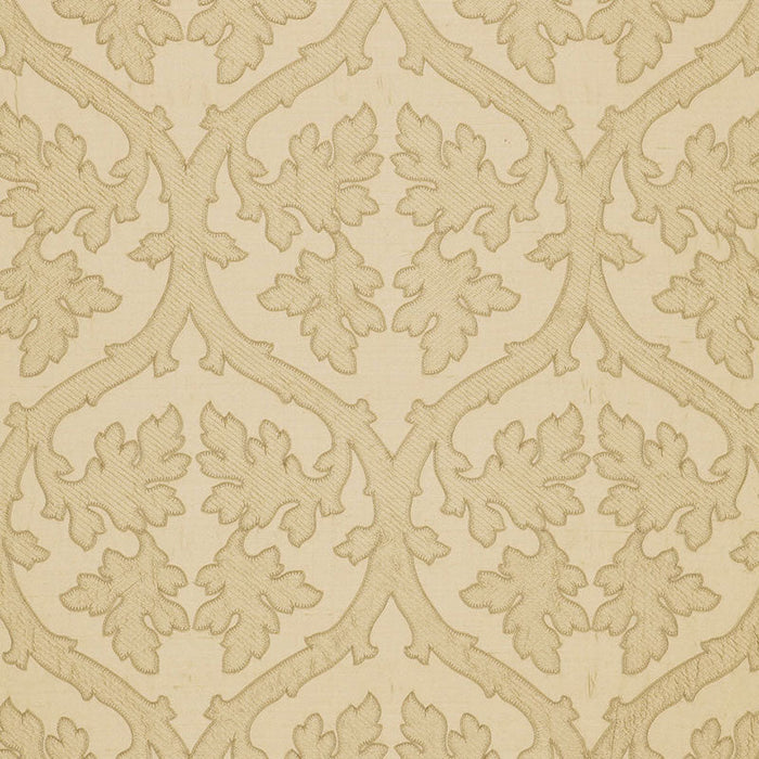 Schumacher Ravenna Embroidery Bone Fabric Sample 64742