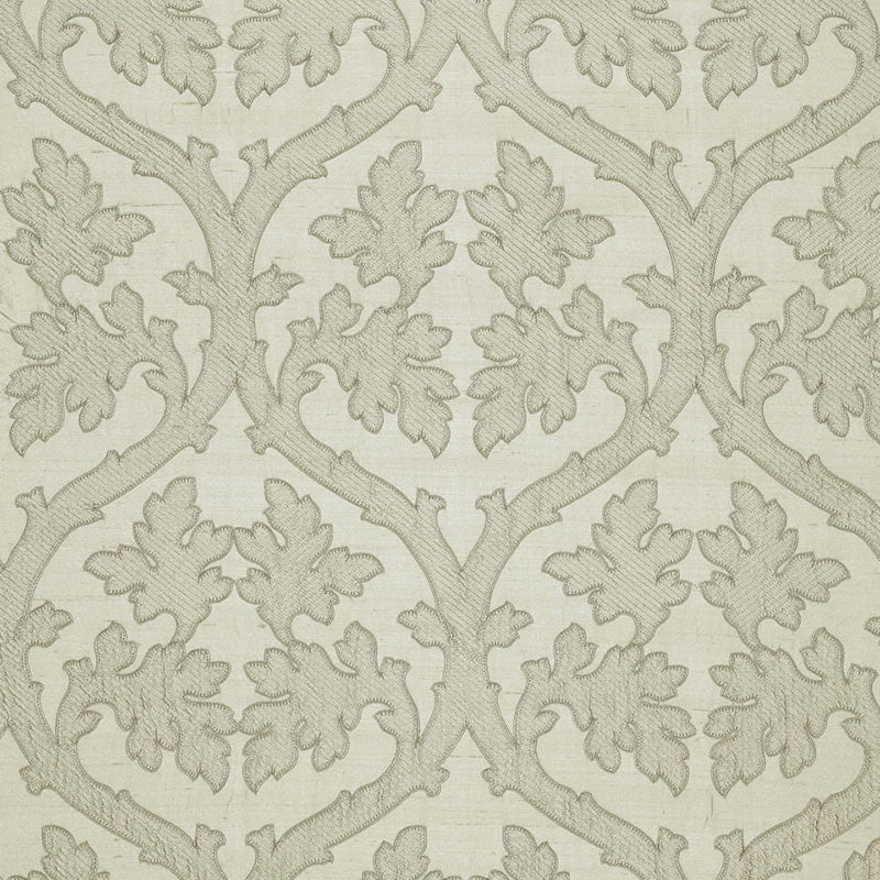 Schumacher Ravenna Embroidery Silver Fabric 64743