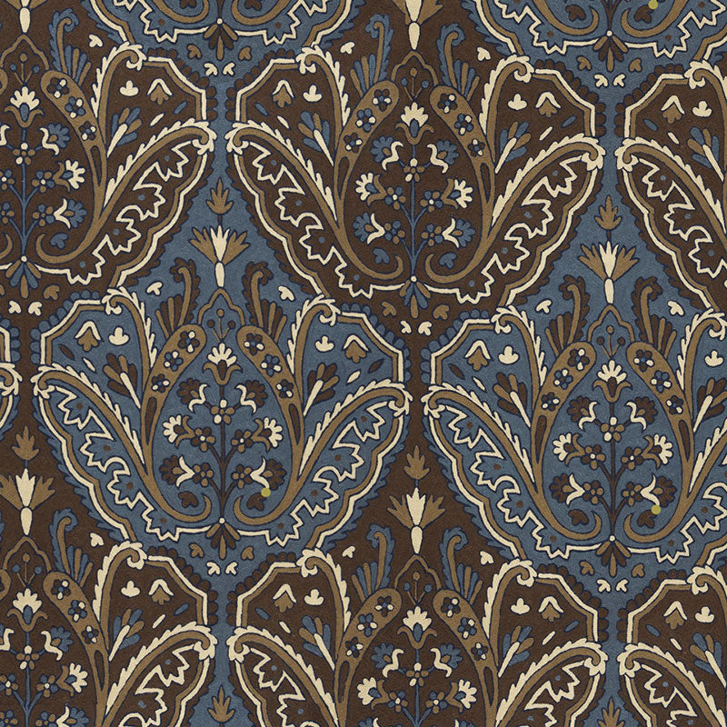 Schumacher Maharajah Crewel Embroidery Indigo Fabric 64812