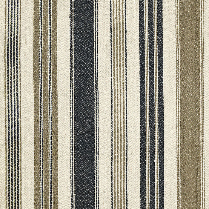 Schumacher Montauban Stripe Noir / Tobacco Fabric Sample 65172